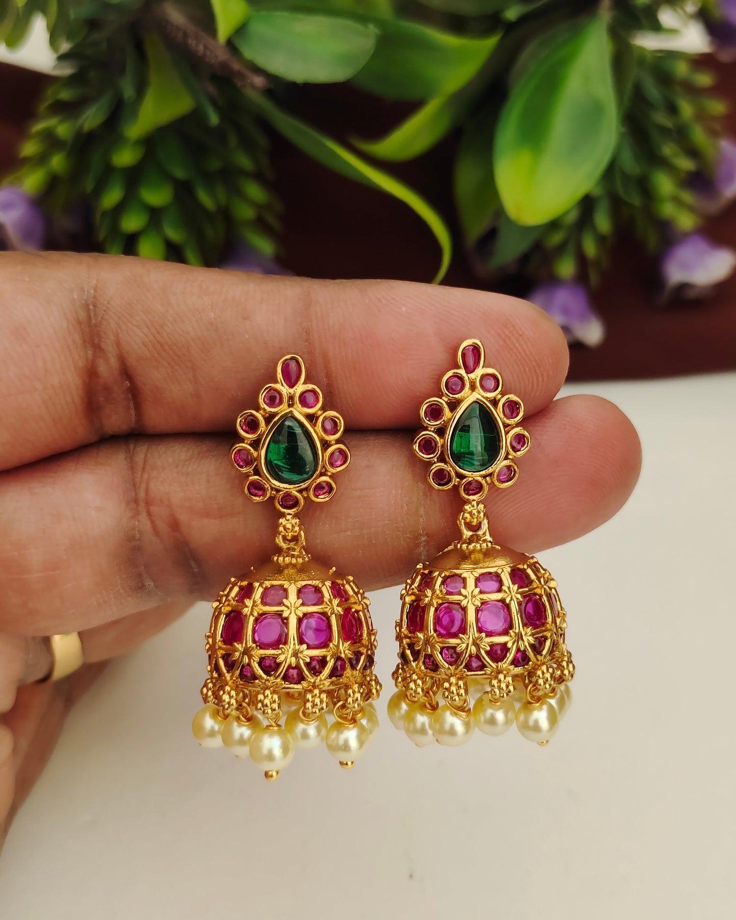 Gold Finish Jhumkas