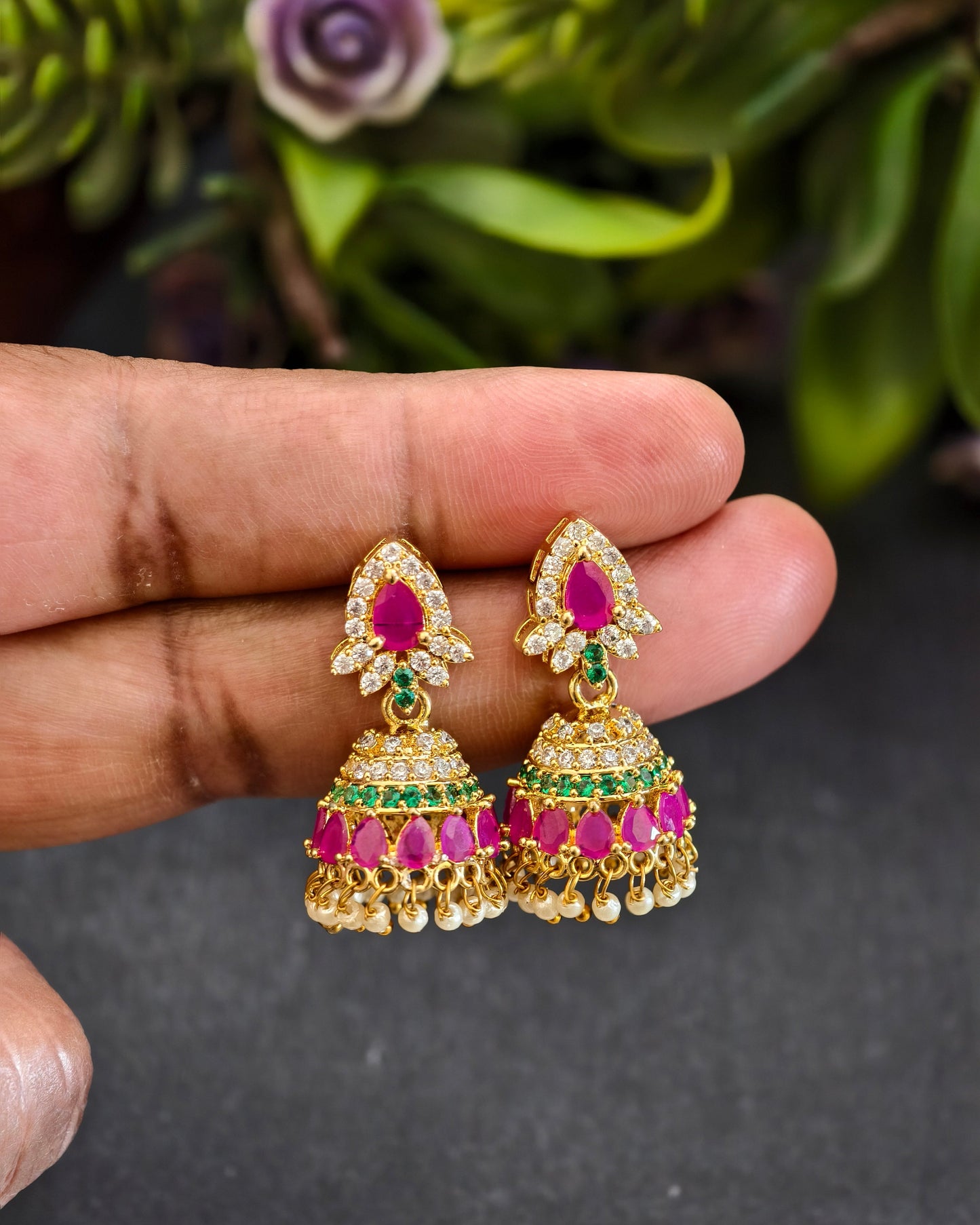 Gold Finish Jhumkas