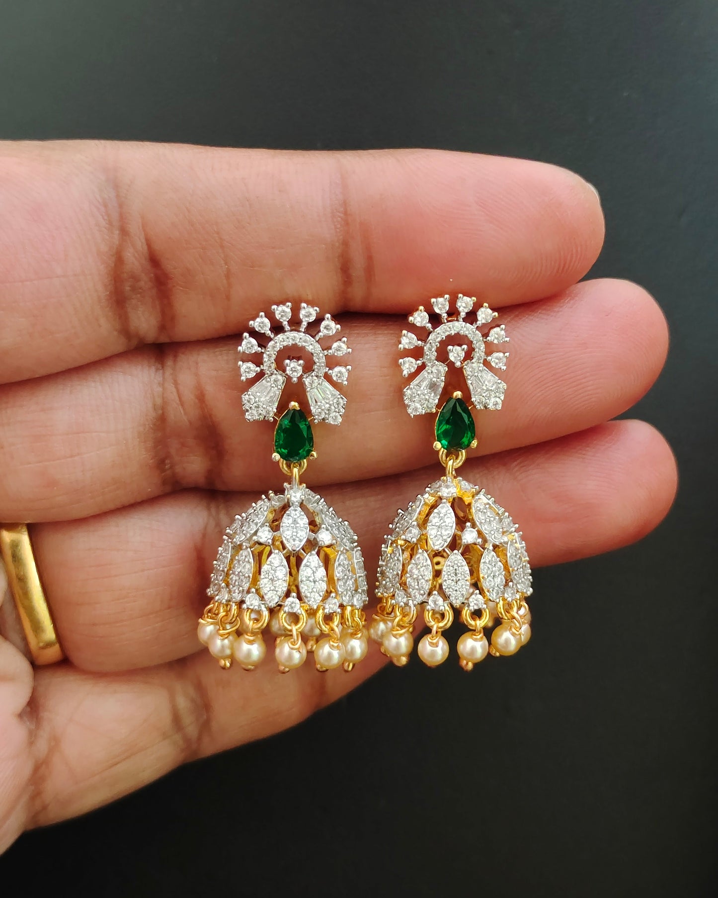 Diamond Finish Jhumkas