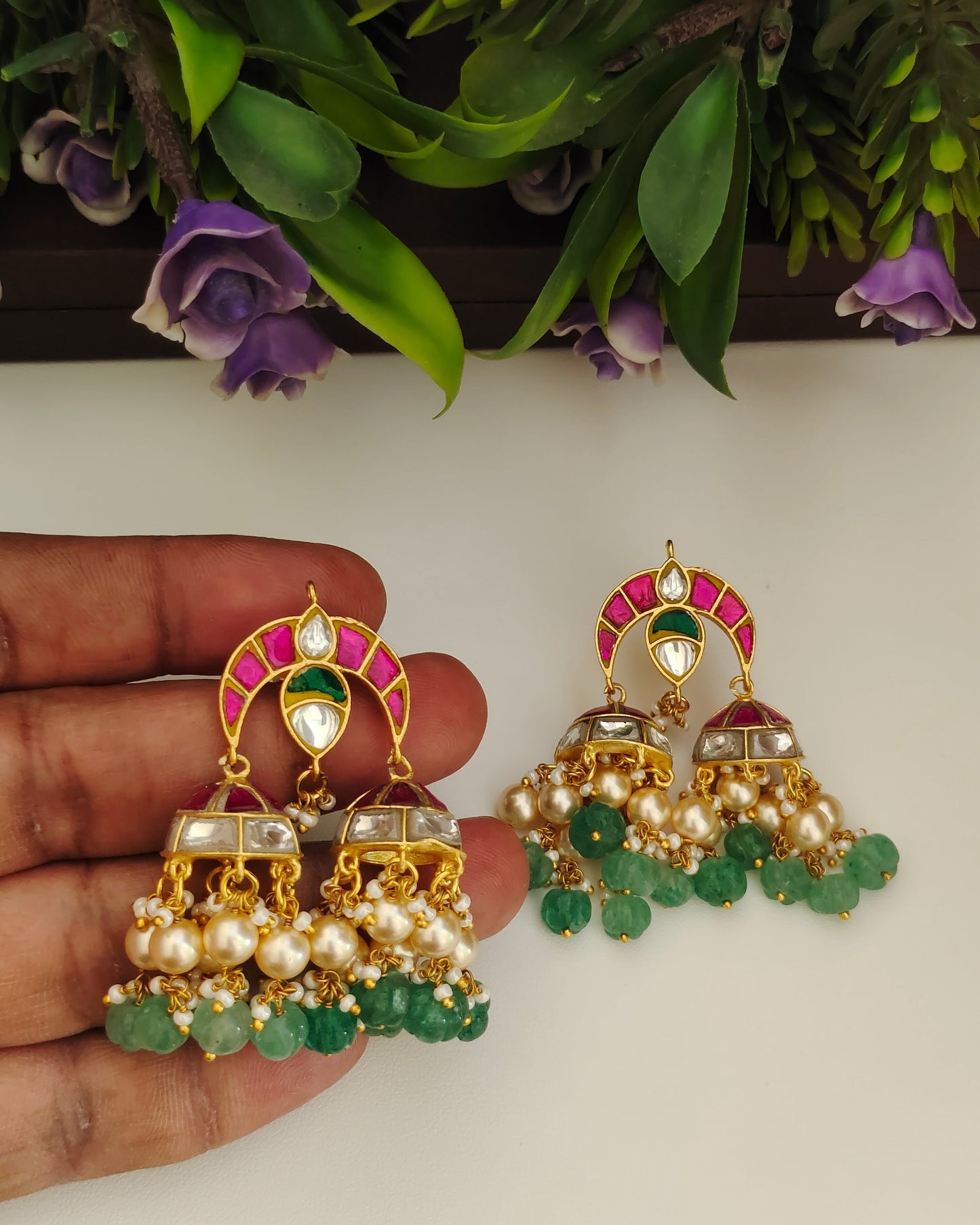 Jadau Kundan Jhumkas