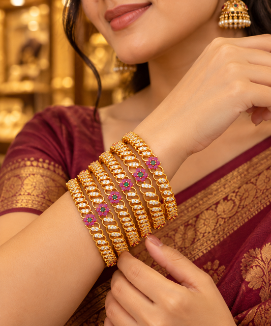 Gold polish Bangles