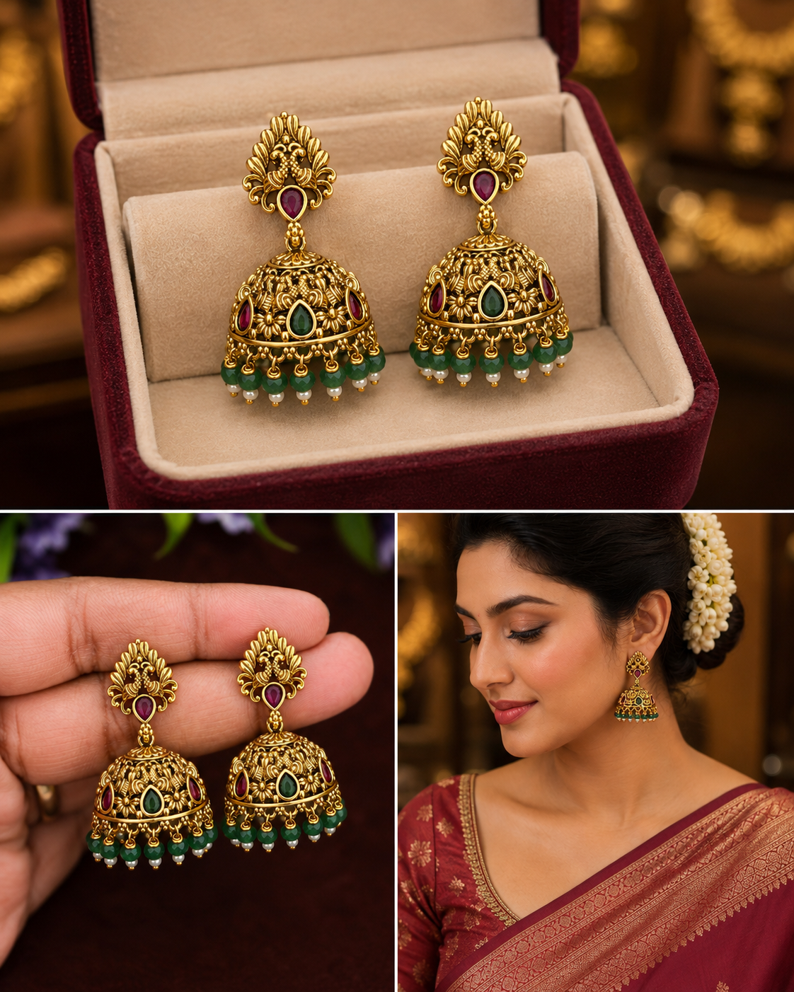 Antique Finish Jhumkas