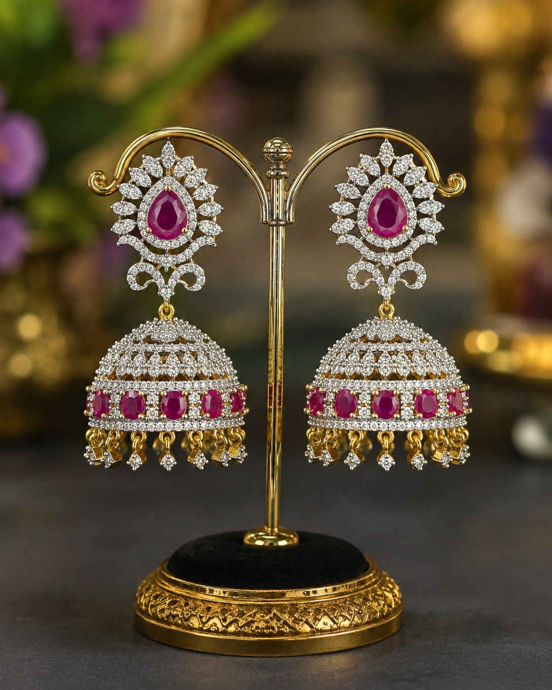 Diamond Finish Jhumkas