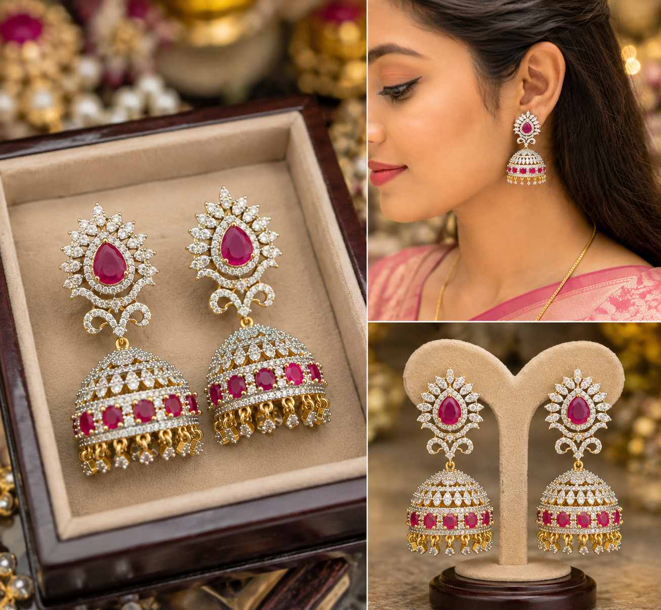 Diamond Finish Jhumkas