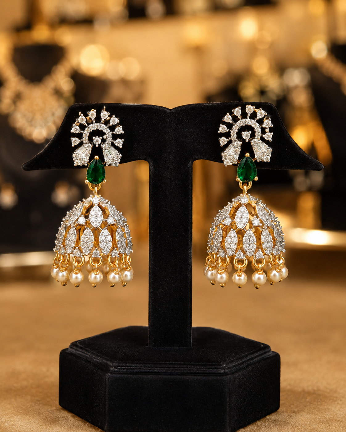 Diamond Finish Jhumkas