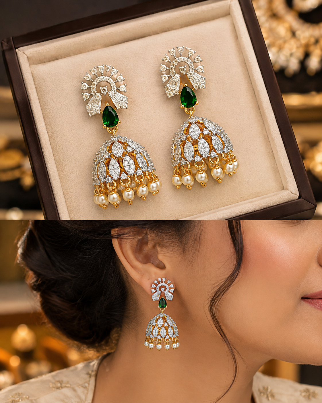Diamond Finish Jhumkas