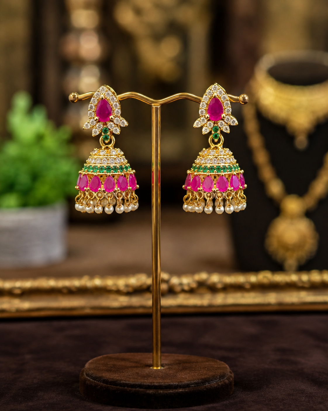 Gold Finish Jhumkas