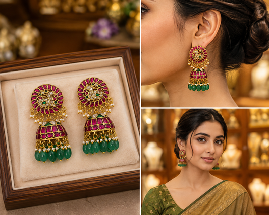 Jadau Kundan Jhumkas