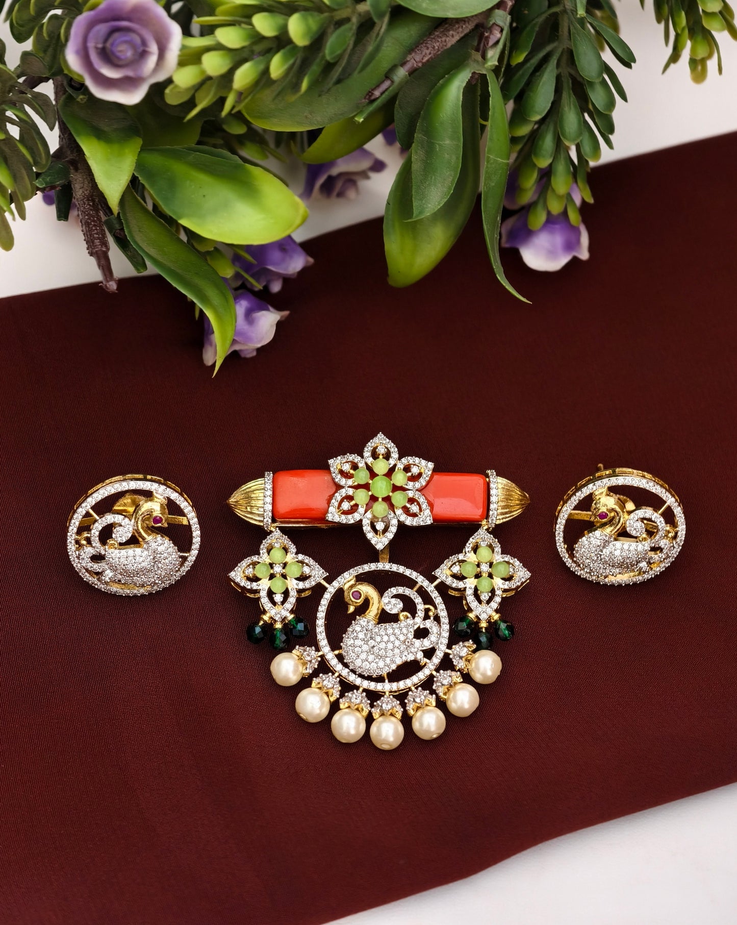 Swan Pearl Pendant Set